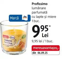 DM Profissimo lumânare parfumatǎ cu lapte şi miere Ofertă