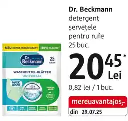 DM Dr. Beckmann detergent şerveţele pentru rufe Ofertă