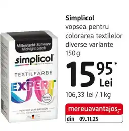 DM Simplicol vopsea pentru colorarea textilelor Ofertă
