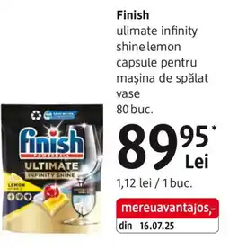 DM Finish ulimate infinity shine lemon capsule pentru maşina de spălat vase Ofertă