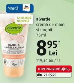 DM Alverde cremă de mâini şi unghii Ofertă