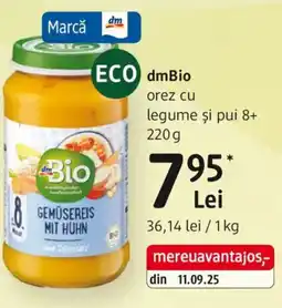 DM DmBio orez cu legume şi pui 8+ Ofertă