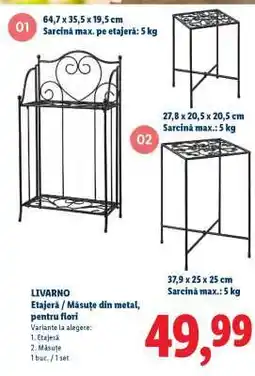 Lidl LIVARNO Etajeră / Măsuțe din metal, pentru flori Ofertă