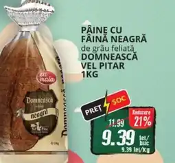 Diana Supermarket Pâine cu fâină neagră de grâu feliată domnească vel pitar Ofertă