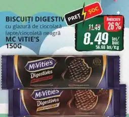 Diana Supermarket Biscuiti digestiv cu glazură de ciocolată lapte/ciocolată neagră MC VITIE'S Ofertă