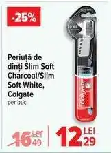 Carrefour Periuță de dinți Slim Soft Charcoal/Slim Soft White, Colgate Ofertă