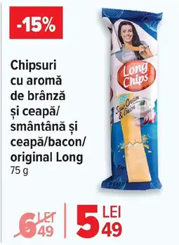 Carrefour Market Chipsuri cu aromă de brânză şi ceapă/ smântână şi ceapă/bacon/ original Long Ofertă