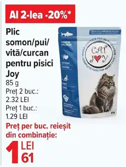 Carrefour Market Plic somon/pui/ vitǎ/curcan pentru pisici Joy Ofertă