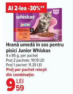 Carrefour Market Hrană umedă în sos pentru pisici Junior Whiskas Ofertă