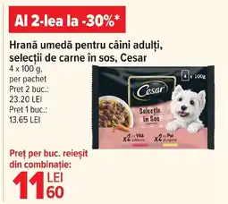 Carrefour Market Hrană umedă pentru câini adulți, selecții de carne în sos, Cesar Ofertă