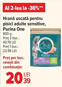 Carrefour Market Hrană uscată pentru pisici adulte sensitive, Purina One Ofertă