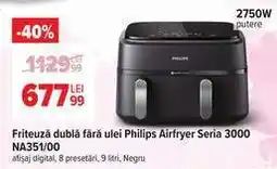 Carrefour Friteuză dublă fără ulei Philips Airfryer Seria 3000 NA351/00 Ofertă