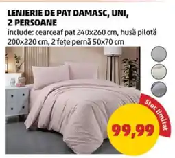 Penny Lenjerie de pat damasc, uni, 2 persoane Ofertă