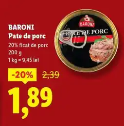 Lidl Baroni Pate de porc Ofertă