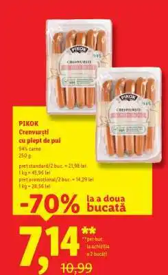 Lidl PIKOK Crenvurști cu piept de pui Ofertă