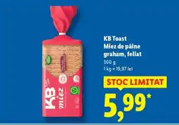Lidl KB Toast Miez de pâine graham, feliat Ofertă