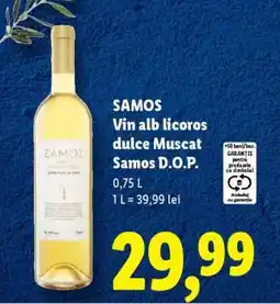 Lidl SAMOS Vin alb licoros dulce Muscat Samos D.O.P Ofertă