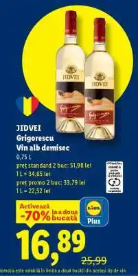 Lidl JIDVEI Grigorescu Vin alb demisec Ofertă