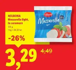 Lidl Milbona Mozzarella Light în saramură Ofertă