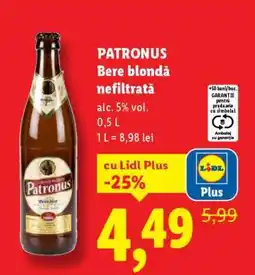 Lidl Patronus Bere blondă nefiltrată Ofertă