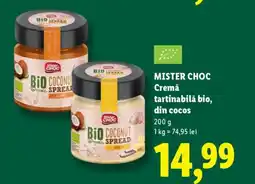 Lidl Mister Choc Cremă tartinabilă bio, din cocos Ofertă