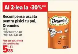 Carrefour Recompensă uscată pentru pisici cu pui, Dreamies Ofertă