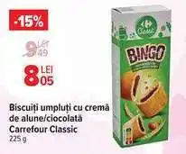 Carrefour Biscuiți umpluți cu cremă de alune/ciocolată Carrefour Classic Ofertă
