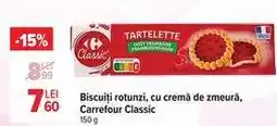 Carrefour Biscuiți rotunzi, cu cremă de zmeură, Carrefour Classic Ofertă
