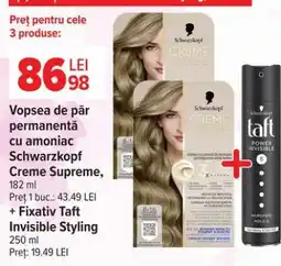 Carrefour Schwarzkopf Creme Supreme + Taft Invisible Styling Ofertă