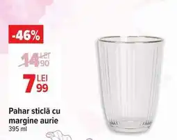 Carrefour Pahar sticlă cu margine aurie Ofertă
