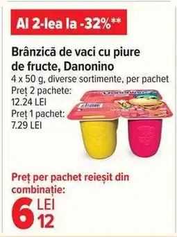 Carrefour Brânzică de vaci cu piure de fructe Danonino Ofertă