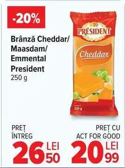 Carrefour Brânză Cheddar/Maasdam/Emmental Président Ofertă