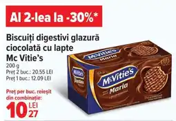 Carrefour Biscuiți digestivi glazură ciocolată cu lapte Mc Vitie's Ofertă