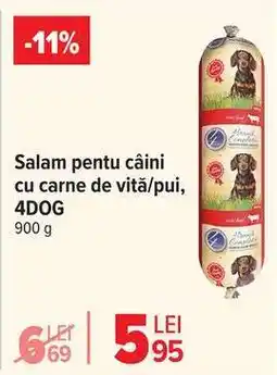 Carrefour Salam pentru câini cu carne de vită/pui, 4DOG Ofertă