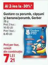 Carrefour Gustare cu porumb, căpșuni și banana/porumb, Gerber Ofertă