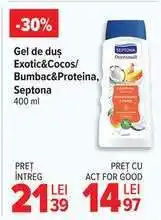 Carrefour Gel de duș Exotic&Cocos/Bumbac&Proteina, Septona 400 ml Ofertă
