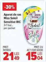 Carrefour Aparat de ras Miss Soleil Sensitive BIC Ofertă