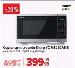 Carrefour Cuptor cu microunde Sharp YC-MS252AE-S Ofertă