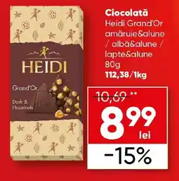PROFI Ciocolată Heidi Grand'Or amăruie&alune /albǎ&alune / lapte&alune Ofertă