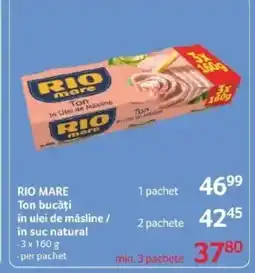 Selgros RIO MARE Ton bucăţi în ulei de măsline / în suc natural Ofertă