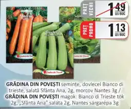 CBA GRĂDINA DIN POVEŞTI semințe, dovlecel Bianco di trieste, salată Sfânta Ana, morcov Nantes Ofertă