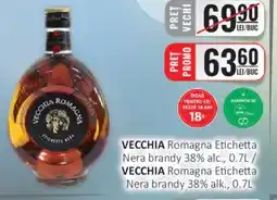 CBA VECCHIA Romagna Etichetta Nera brandy 38% alc., Ofertă