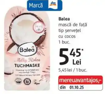DM Balea mască de faţă tip şerveţel cu cocos Ofertă