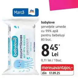 DM Babylove şerveţele umede cu 99% apǎ pentru bebeluşi Ofertă