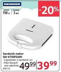 Selgros Sandwich maker SM-K750FGWH Ofertă