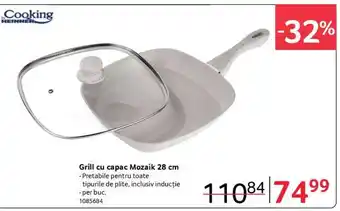 Grill cu capac Mozaik 28 cm