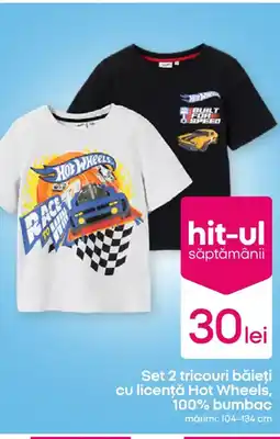 Pepco Set 2 tricouri băieţi cu licenţă Hot Wheels, 100% bumbac Ofertă