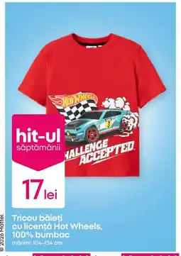 Pepco Tricou băieţi cu licenţă Hot Wheels, 100% bumbac Ofertă