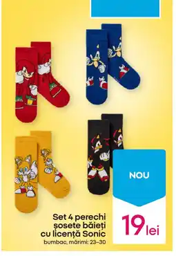 Pepco Set 4 perechi şosete băieti cu licență Sonic Ofertă