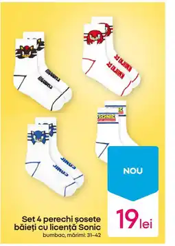 Pepco Set 4 perechi sosete băieţi cu licență Sonic Ofertă